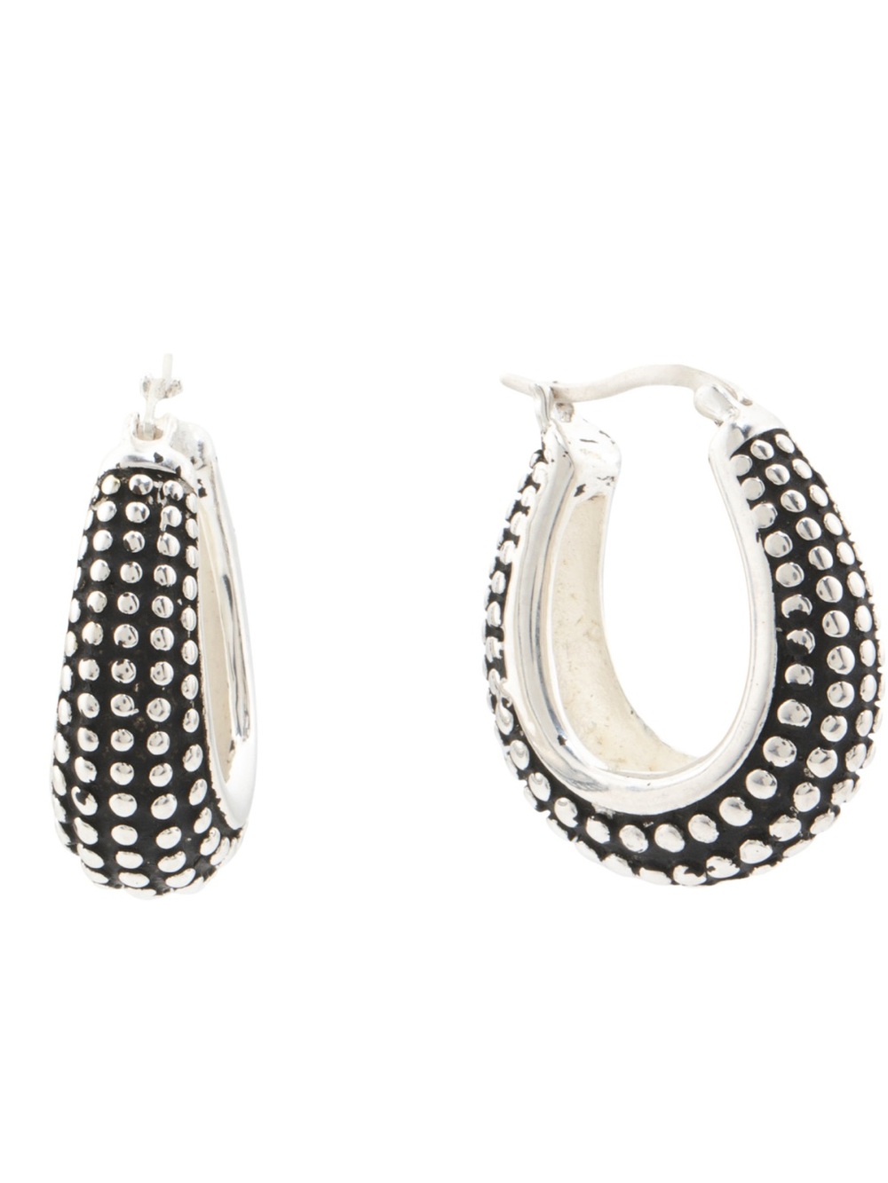 SEED & SAGE Made In Mexico Sterling Silver Plated Bead Hoop Earrings